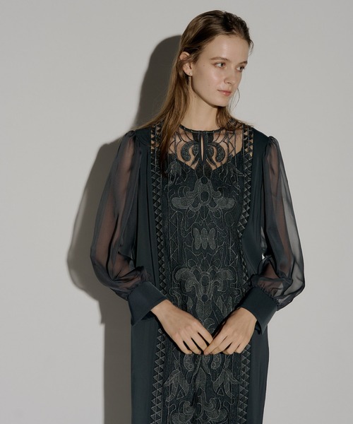 Jacquard lace pencil dress（ドレス）｜LE'RURE（リルアー）の