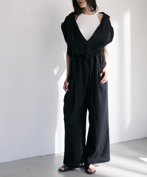 2way V-neck hood all in one outfit / 2way 深Vネック フーディー