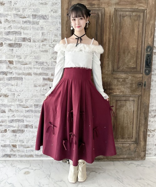セール】ランダムリボンロングフレアスカート（スカート）｜couture BY
