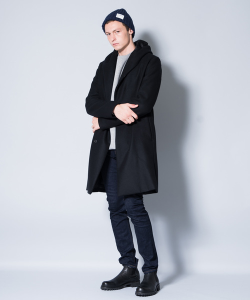 kazuyuki kumagai カシミヤ混平二重メルトンフーデッドコート KAZUYUKI