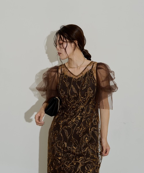 Fluffy sleeve pencil dress（ドレス）｜LE'RURE（リルアー）の