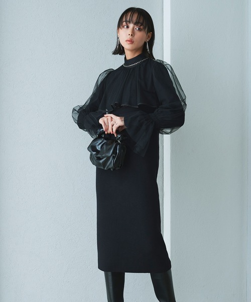 セール】【オケージョンドレス/結婚式】2WAYチュールボレロ＆レース