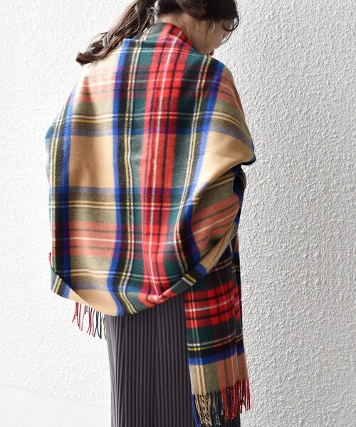 SHIPS別注】JOHNSTONS:カシミヤチェックストール◇（ストール/ショール