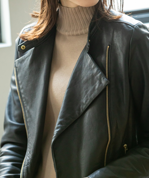 セール】《追加4》ソフトラムレザーライダースブルゾン◇（ライダース