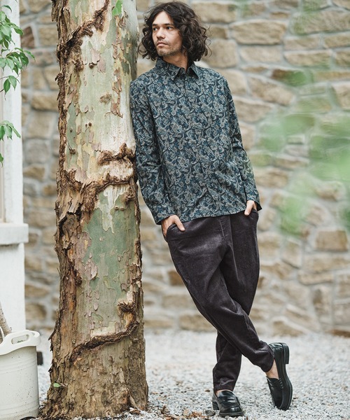 mp10216-Middle Wale Corduroy Stretch Soft Sarrouel Tapered Pants