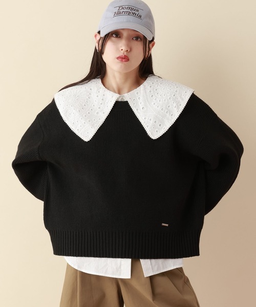 セール】＜Bloomy Yarn Knit＞アゼ編みルーズクルーネックニット