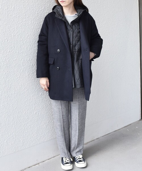 セール】SHIPS Colors:THINSULATE(TM) 中綿 キルティング フード