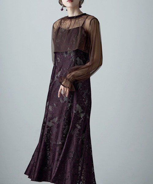 3wayシフォンボレロ&レースキャミドレス 結婚式 ワンピース（ドレス