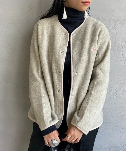 DANTON/ダントン] フリースノーカラージャケット（ノーカラー