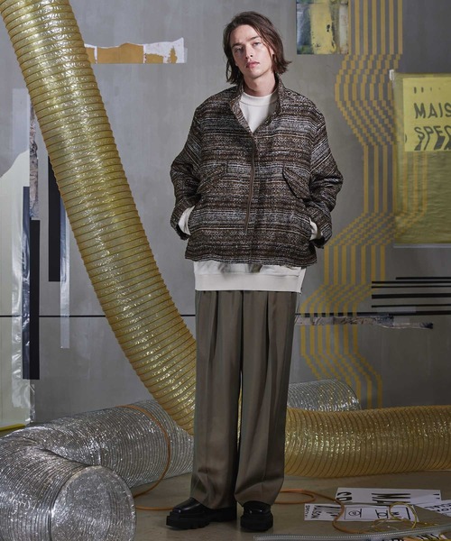 セール】《UNISEX》Mall Tweed Jacquard Dress-Over Short Mods Coat