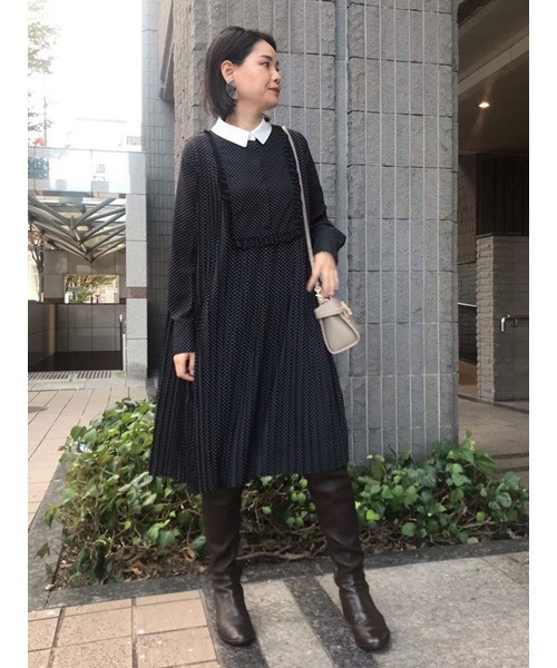 美品セルフォードAラインプリーツワンピース