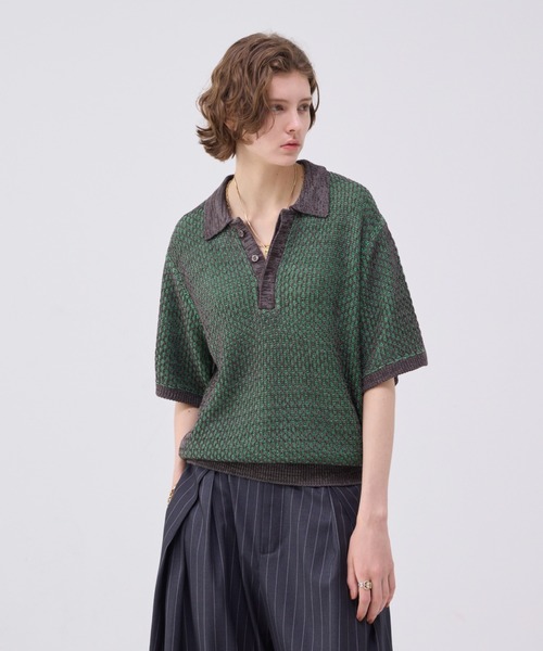 soerte（ソエルテ）の「MULTI COLLAR JACQUARD KNIT POLO/マルチカラー