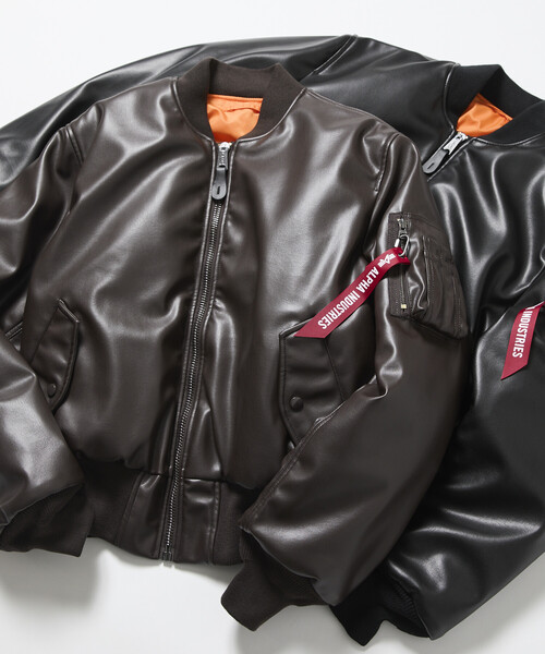 セール】ALPHA/アルファ 別注 LEATHERETTE MA-1（MA-1）｜Alpha