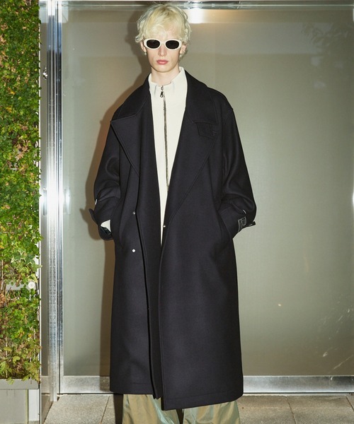 UNISEX》Super140s Prime-Over Melton Double Breasted Coat/プライム