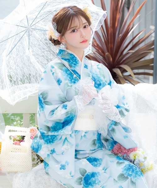 Retica（レティカ）の「浴衣セット レディース ペールブルー 水彩
