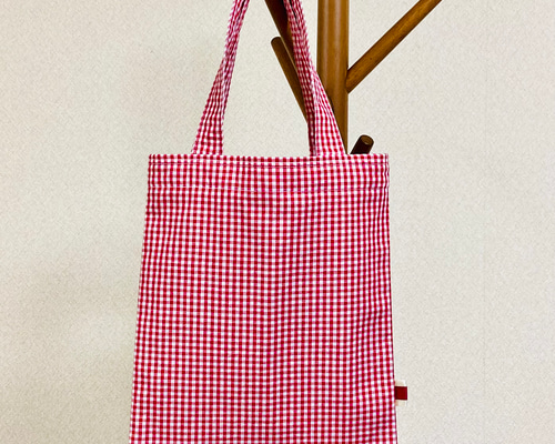 ミニ トートバッグ ギンガム チェック レッド トートバッグ coma zakka