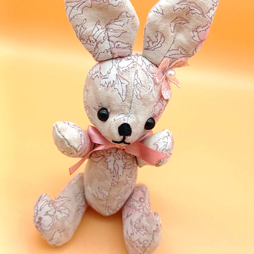 デカ耳うさぎのぬいぐるみ アンティークフラワー ぬいぐるみ A☆bear's