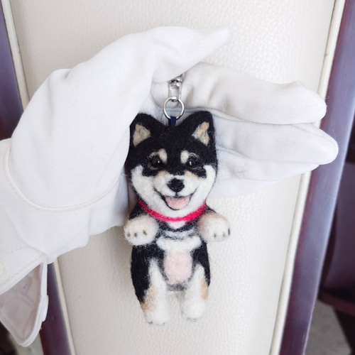 柴犬 羊毛 羊毛フェルト ハンドメイド 黒柴 キーホルダー 羊毛フェルト