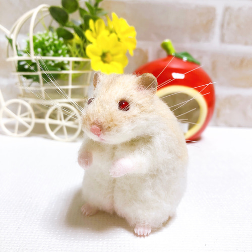 赤目 イエローキャンベル ハムスター 羊毛フェルト 羊毛フェルト