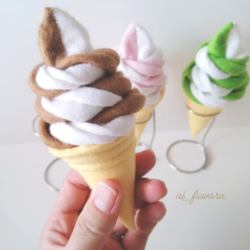 フェルトのソフトクリーム②ミックス マグネット入り♡フェルト