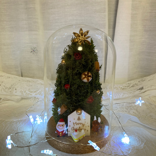 超早割クリスマス2025 コルクガラスドームツリー ガラス細工のサンタ