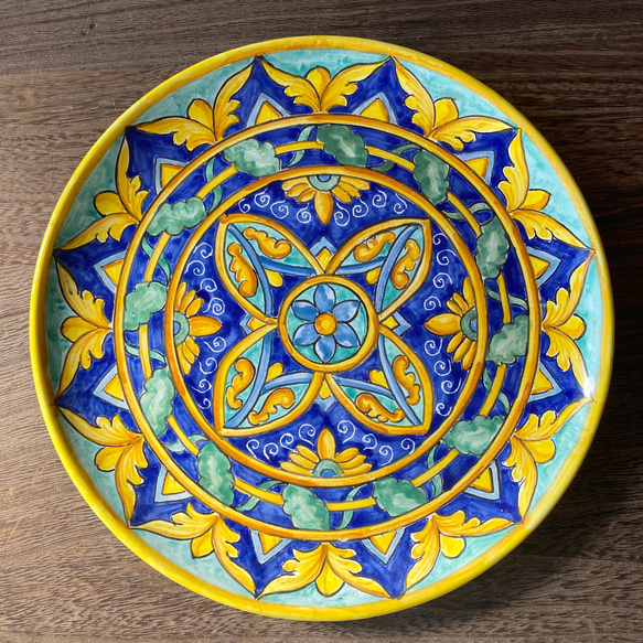 絵皿 飾り皿 26cm GEO11マヨリカ焼き イタリア陶器 大皿 CERAMICHE