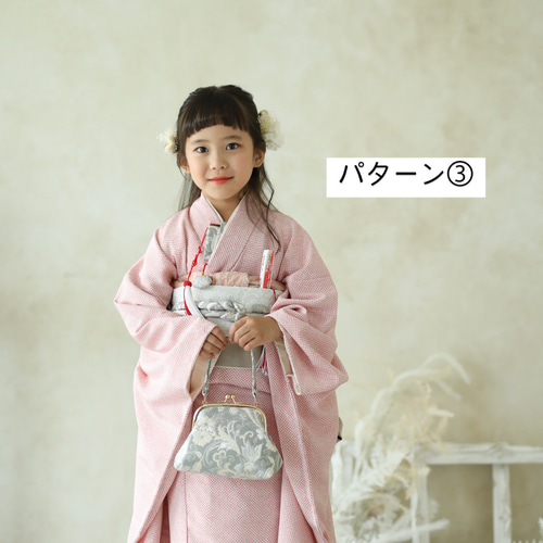 七五三7歳女の子着物一式 12点セット 絞り風くすみピンク着物 着物
