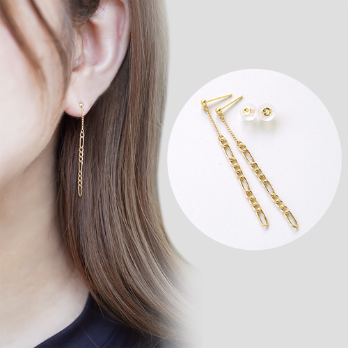 K18 ピアス チェーン 18金 揺れる ロング チェーンピアス 18k ゴールド