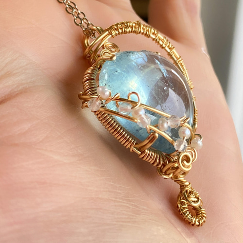 海の精の宝物♡アクアマリンのワイヤージュエリー ネックレス