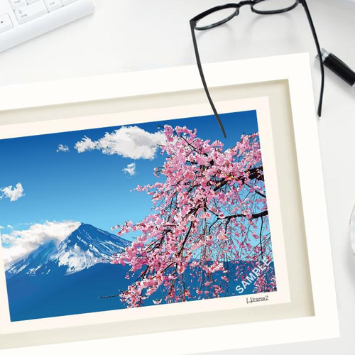 A4サイズ「桜と富士山」 絵画 hiroma2 通販 13243107｜Creema(クリーマ