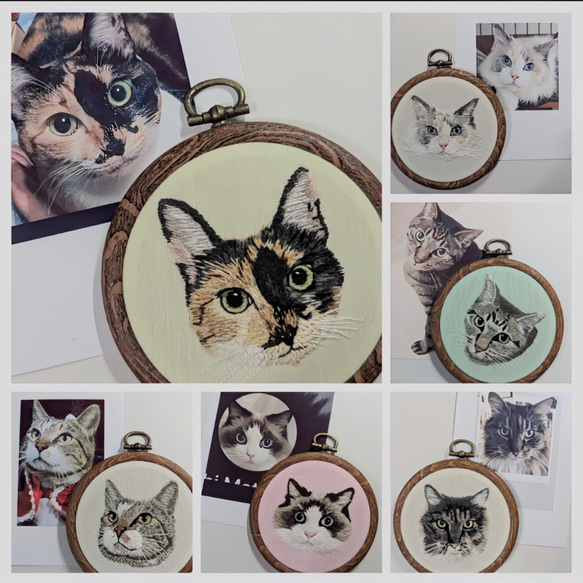 ねこ 猫 うちの子似顔絵刺繍 その他アート loved wan(ラブドワン) 通販