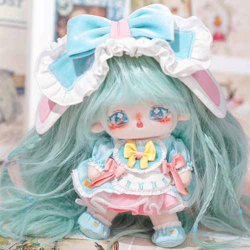 20cmぬいぐるみ 着せ替えぬいぐるみ にじこ 青髪虹柄青目 アイドル 綿
