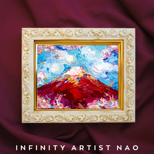 ◉一点物・再販不可】【富士山】「幸運の桜&赤富士」 絵画 商売繁盛
