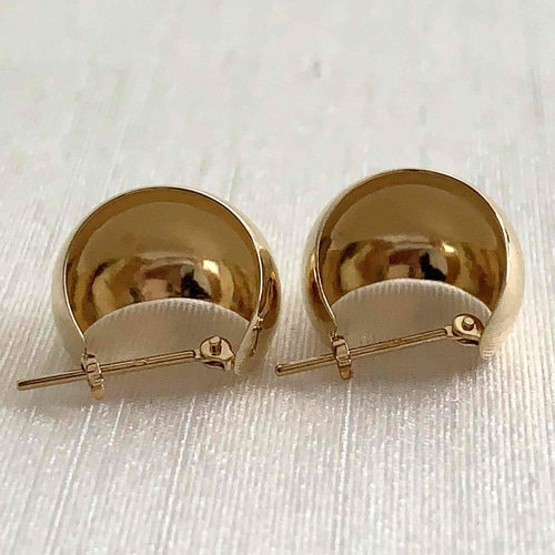 18金【10×13mm 月甲フープピアス】Yゴールド K18刻印入 日本製 ペア