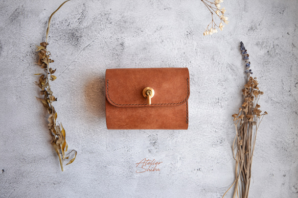 三つ折り財布 本革 ｲﾀﾘｱﾝﾚｻﾞｰ 【オコシ金具】 Brown ブラウン 三つ折り