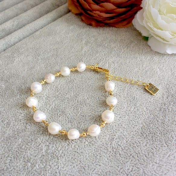 淡水パールとゴールドビーズのブレスレット ブレスレット Spica Bijoux