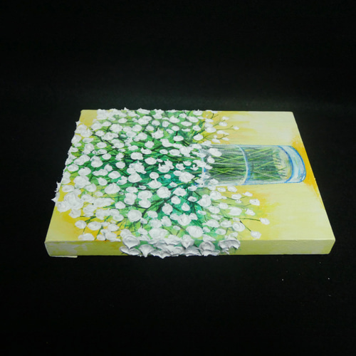 油絵 油彩 油彩画 絵 絵画 F0号【かすみ草】 絵画 HR 通販 18558260