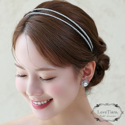 シンプル2連カチューシャKA-42|ウエディング 結婚式 花嫁 お呼ばれ
