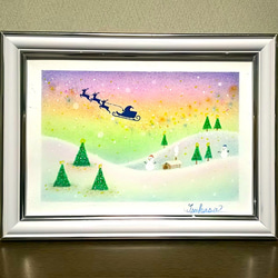 冬のパステルアート 虹色のクリスマス パステル画原画 絵画 T's Arts