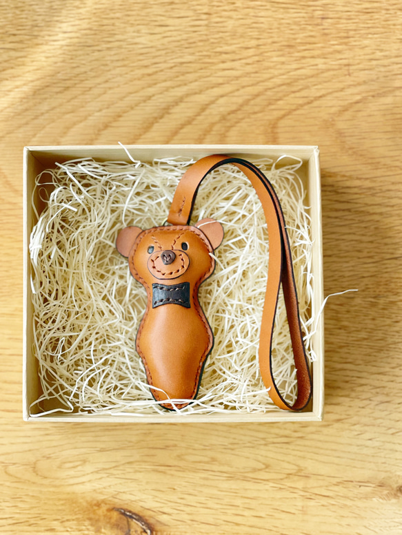 レザー製 クマのバッグチャーム (ブラウン) バッグチャーム Cauder