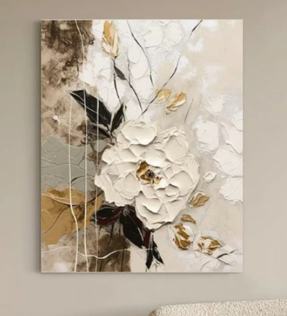 キャンバスアート テクスチャーアート 花 油絵 抽象画 モダン モダン