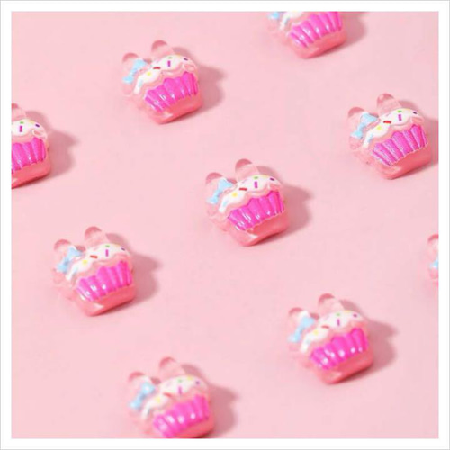 P301《4個》ネイルパーツ カップケーキ うさぎ ピンク お菓子 ゆめかわ