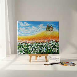 油絵 絵画 【白いお花畑】 絵画 HR 通販 14136898｜Creema(クリーマ