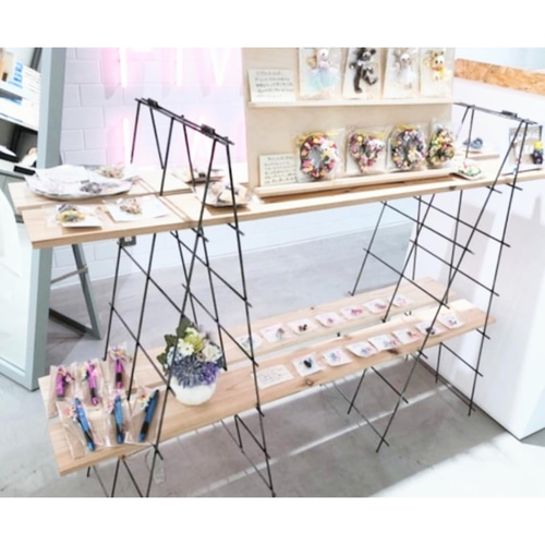 自立型☆折りたたみアイアン網☆6×2☆多用途☆店舗什器 棚・シェルフ
