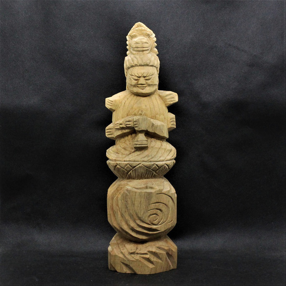 仏像 円空仏 木彫 愛染明王坐像（高さ30cm 着色) 【受注制作 納期30日