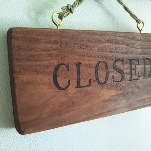 受注製作◇クラシック木製看板 OPEN CLOSED 吊り下げ アンティーク