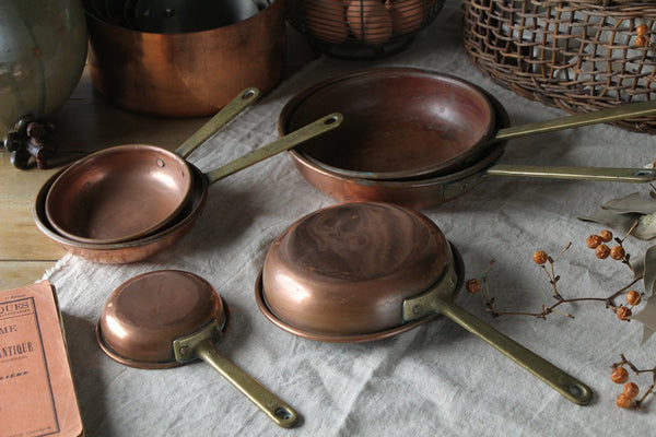 人気のコッパーパン（銅製フライパン）6点セット フランス