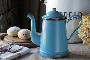 爽やかなブルーのホーローポット（エナメル） フランスアンティーク