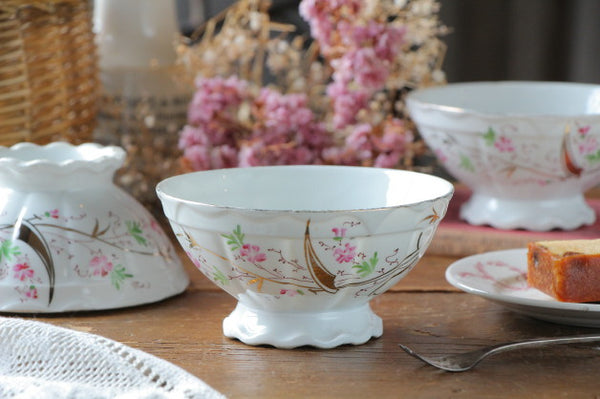 アンティーク フランス 1900年代 市松模様 カフェオレボウル