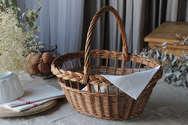 しっかりした作りが魅力のバスケット（深さ18cm） イギリス